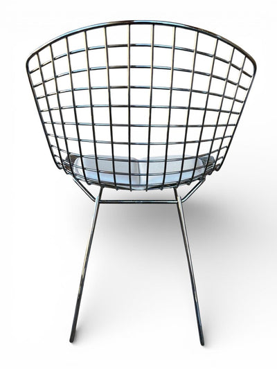 FOUR Knoll Chrome Bertoia Side Dining Chairs with New White Seat Pads (Set of 4)