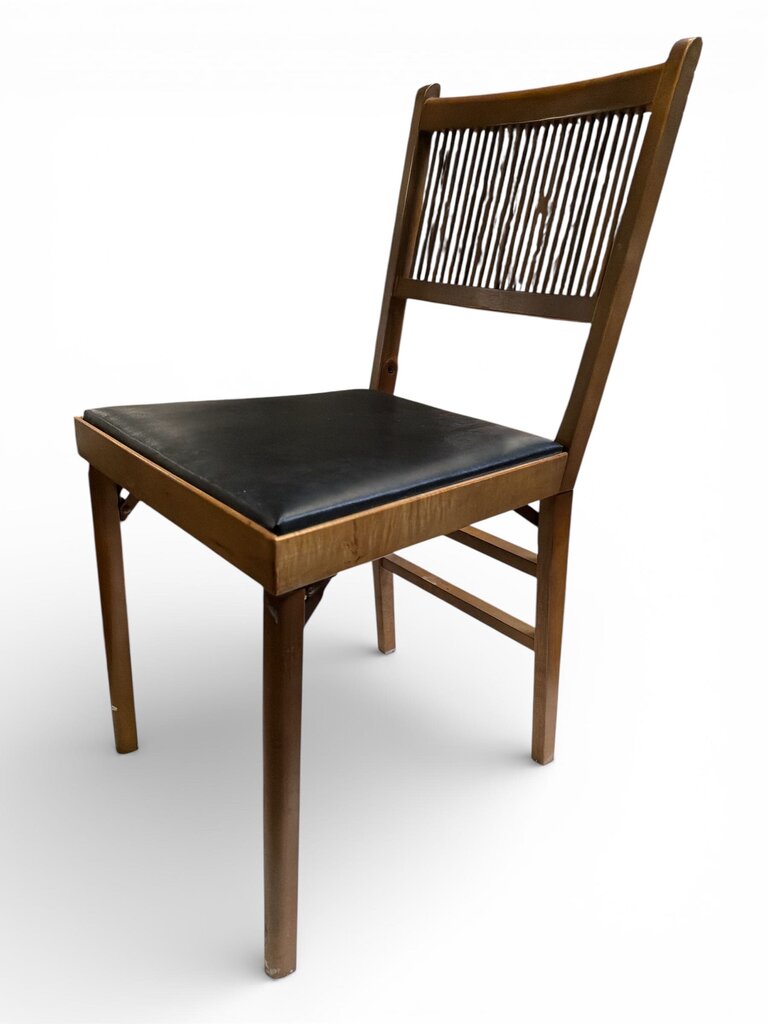 Mid Century Cane Front Cabinet w/ 5 Folding Chairs