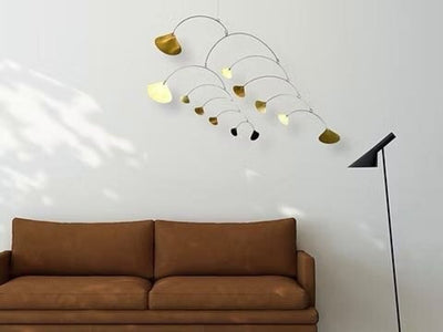 Modern Hanging Mobile | Brass Ginkgo Leave