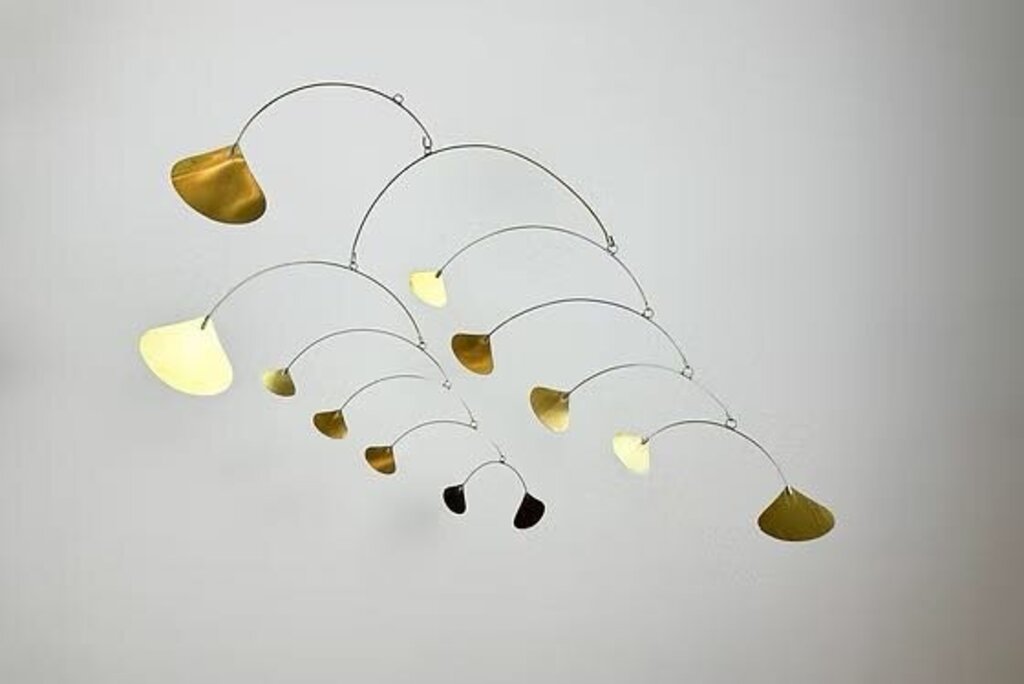 Modern Hanging Mobile | Brass Ginkgo Leave