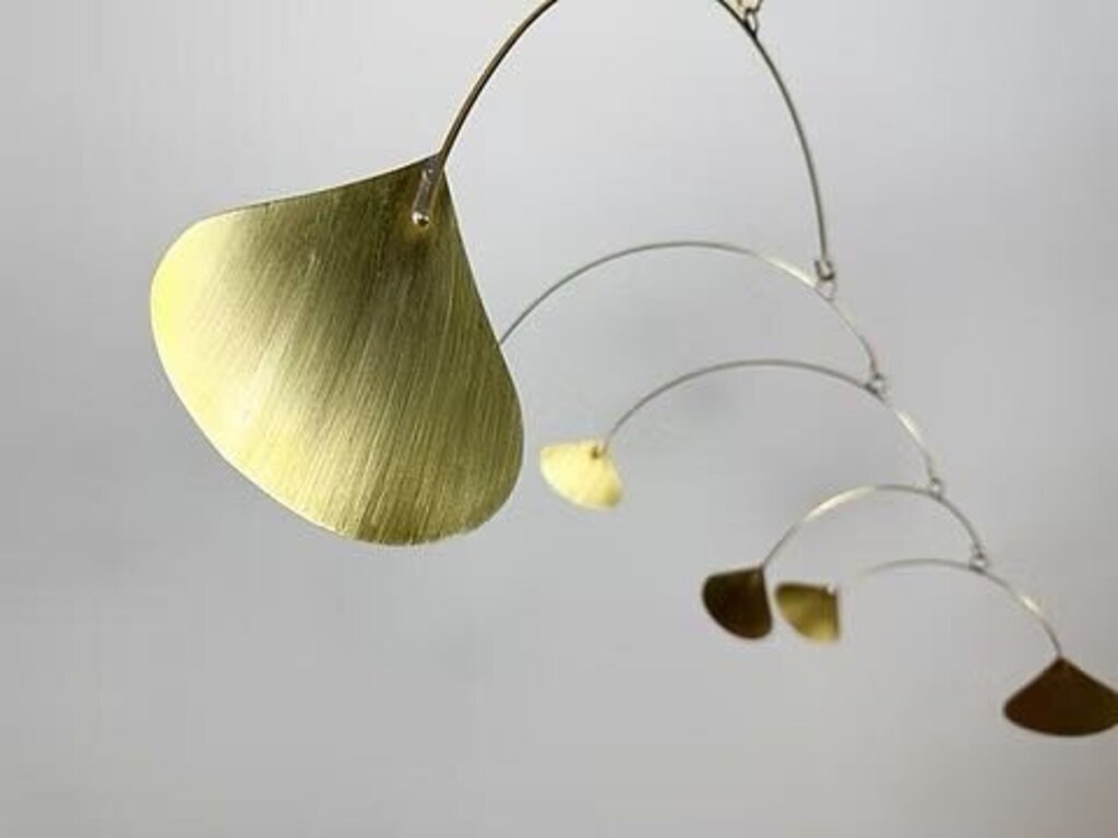 Modern Hanging Mobile | Brass Ginkgo Leave