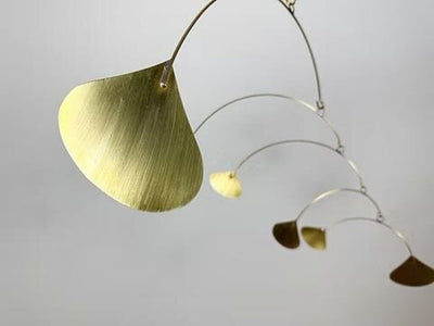 Modern Hanging Mobile | Brass Ginkgo Leave