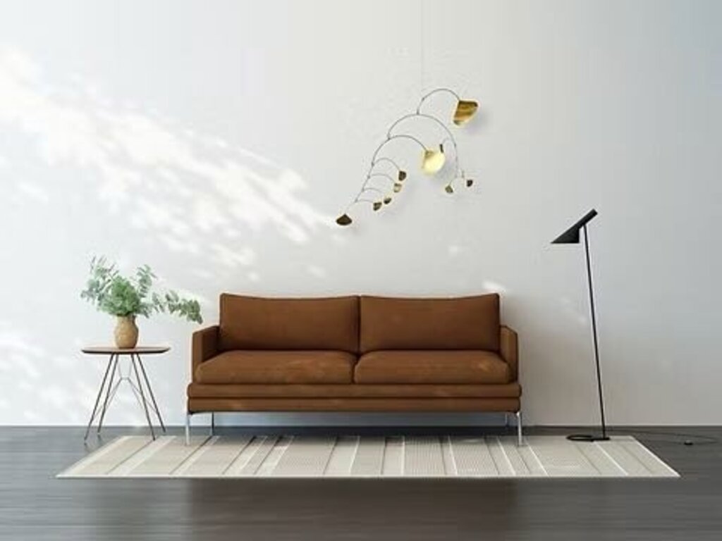 Modern Hanging Mobile | Brass Ginkgo Leave