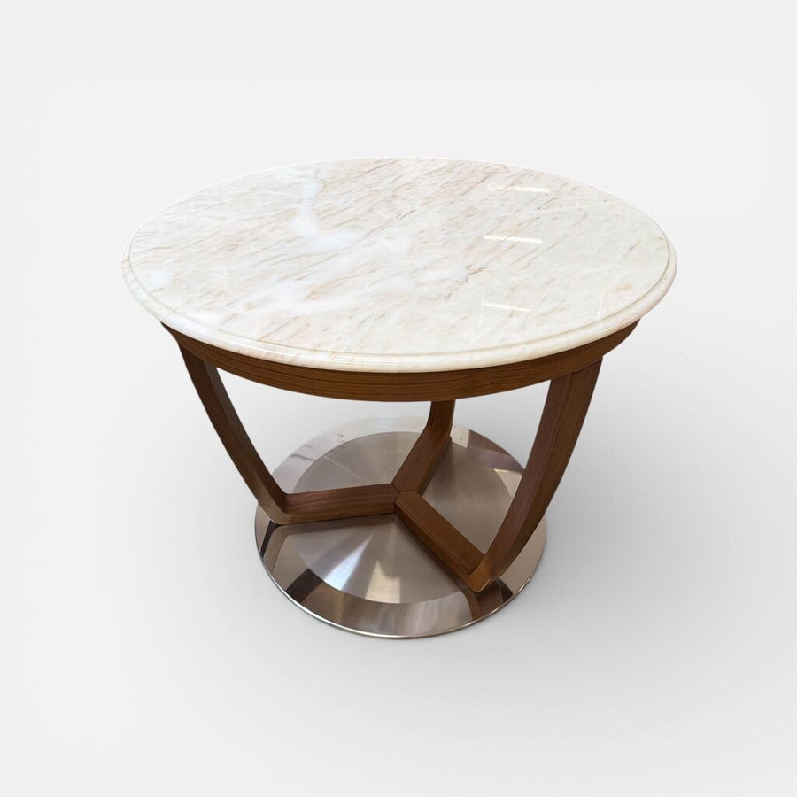 Vintage T.W.C. Portugal Accent Table in a Rosa Aurora Marble