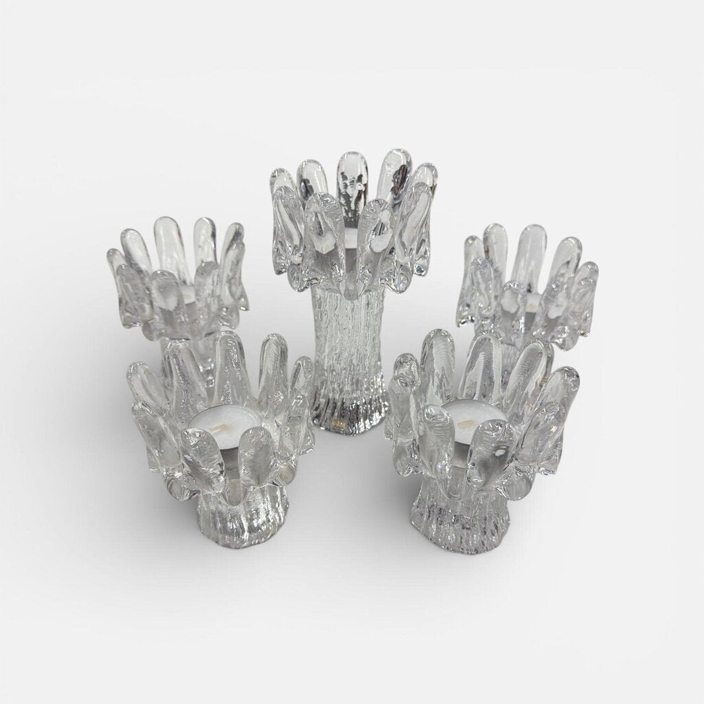 Kosta Boda Sunflower Candle Holders/Votives - Set of 5