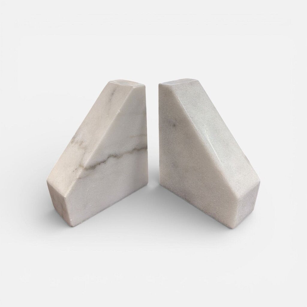 Pair of White Marble Bookends