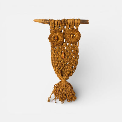 Mid Century Modern Macrame Owl Wall Hanging
