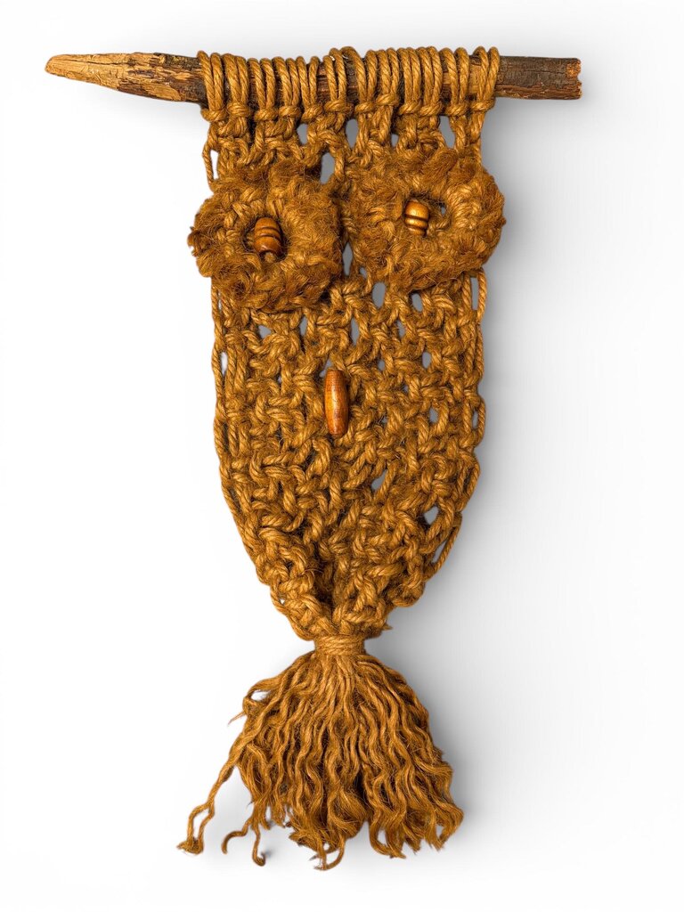 Mid Century Modern Macrame Owl Wall Hanging