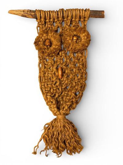 Mid Century Modern Macrame Owl Wall Hanging