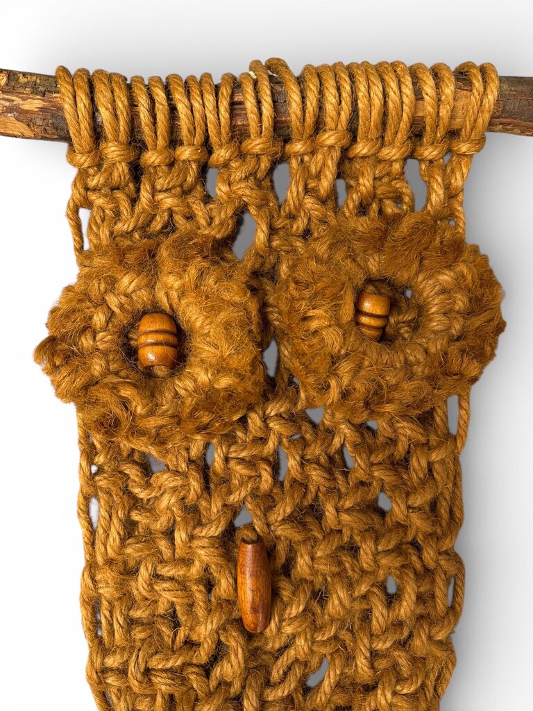 Mid Century Modern Macrame Owl Wall Hanging