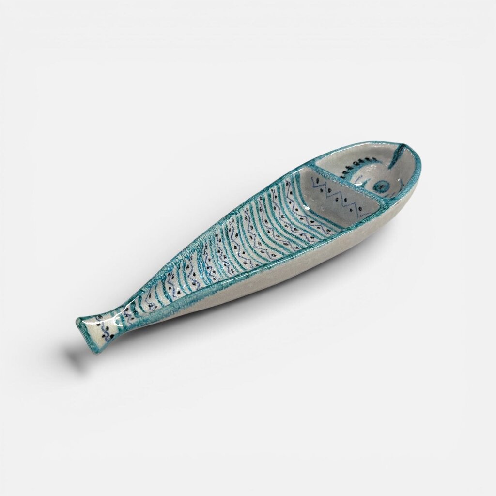 Mid Century Italian Ceramic Aqua Blue Fish