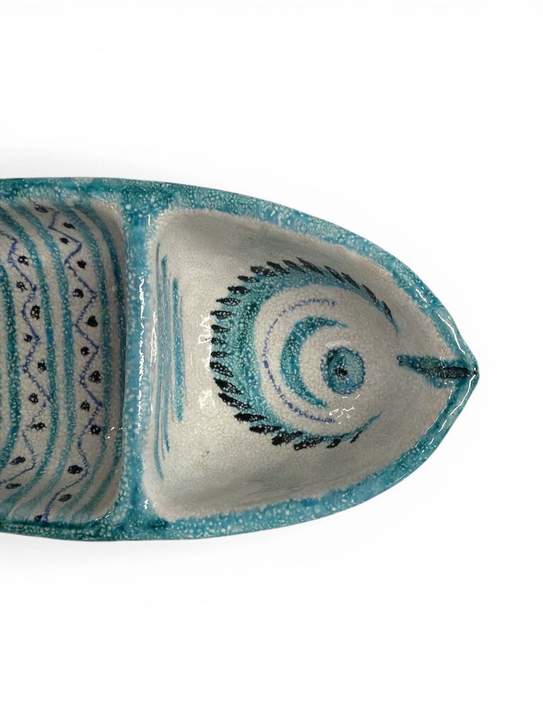 Mid Century Italian Ceramic Aqua Blue Fish
