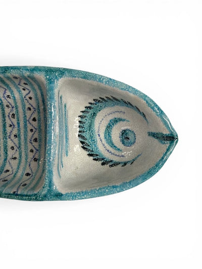 Mid Century Italian Ceramic Aqua Blue Fish