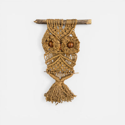 Mid Century Modern Macrame Owl Wall Hanging