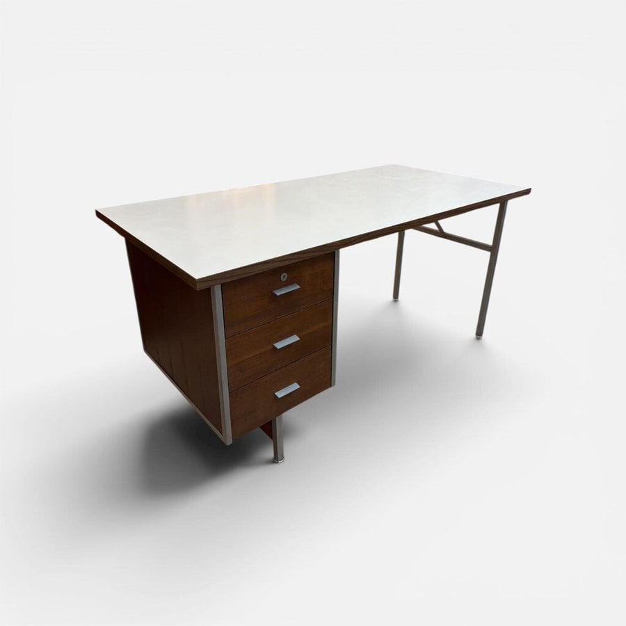 Mid Century Modern Walnut and Aluminum/Steel Desk by Robert John Co.