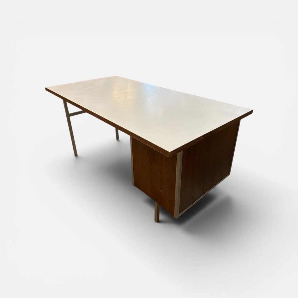 Mid Century Modern Walnut and Aluminum/Steel Desk by Robert John Co.