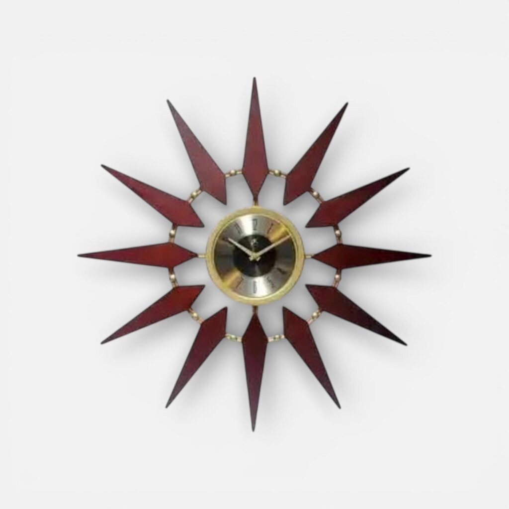 Midcentury/Modern Starburst Walnut Wall Clock 30 Inch