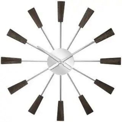 Vane Mid-Century Brown/Silver Indoor Wall Clock 23.5 Inch