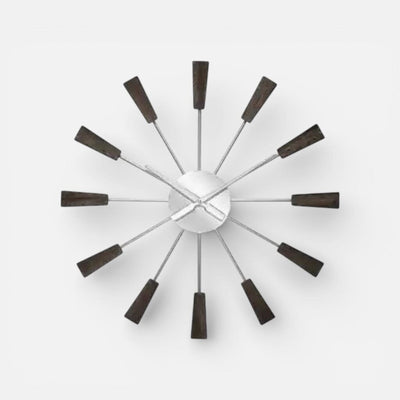 Vane Mid-Century Brown/Silver Indoor Wall Clock 23.5 Inch