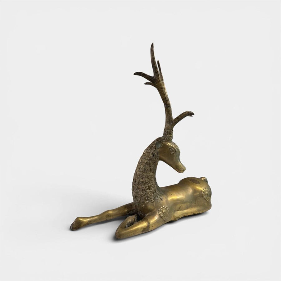 Hollywood Regency Brass Reclining Deer