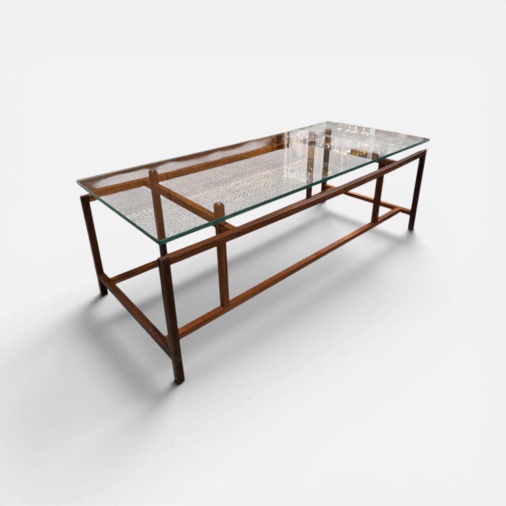 Danish Modern Henning Norgaard SOLID Rosewood Iconic Mid Century Coffee Table with Original Floasting Glass top