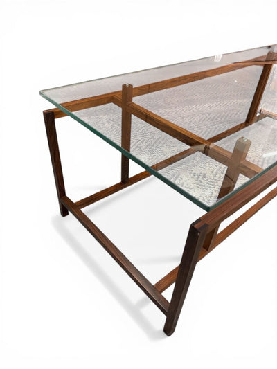 Danish Modern Henning Norgaard SOLID Rosewood Iconic Mid Century Coffee Table with Original Floasting Glass top