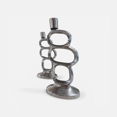 Vintage 80"s Pair of Candle Holders in the style of Matthew Hilton Design (Set of 2)