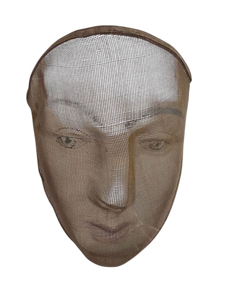 Vintage Oddfellows Wire Mesh Ceremonial Mask in Acrylic shadow Box