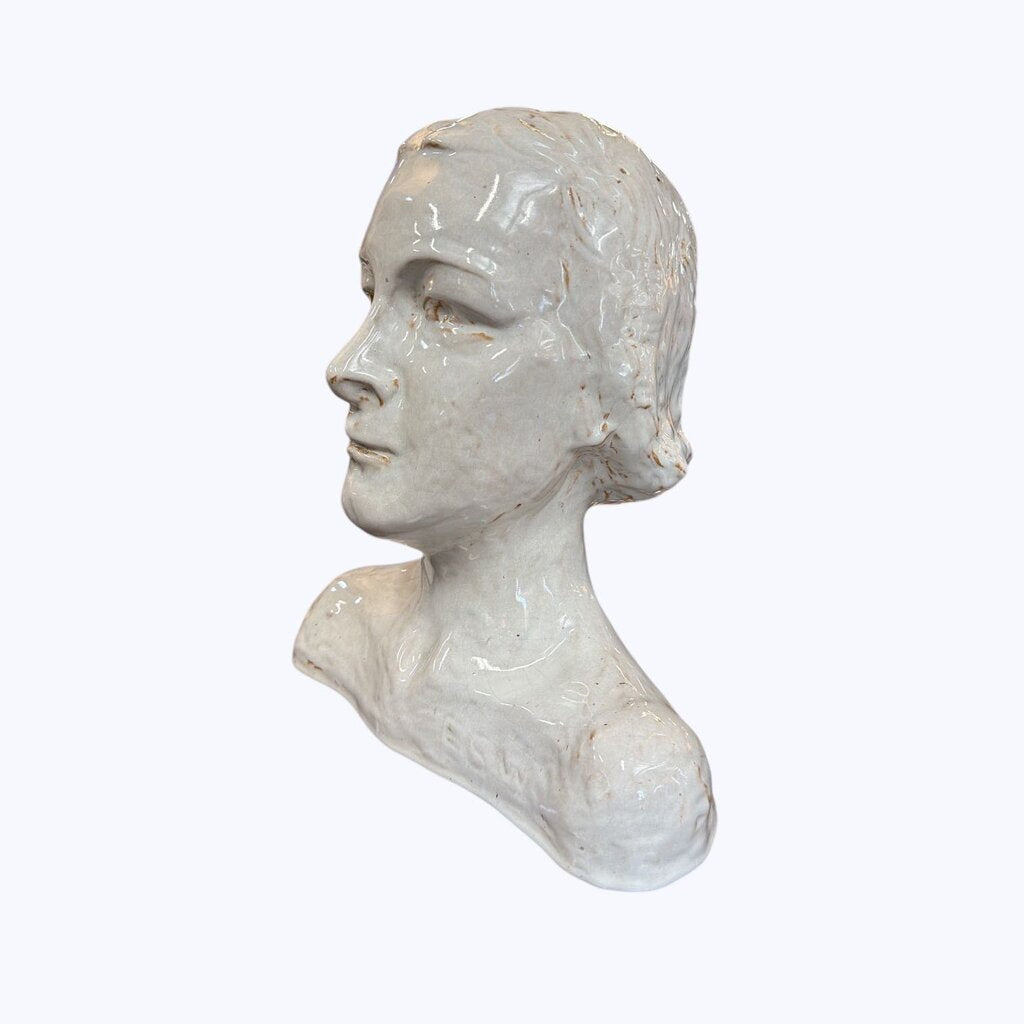 Vintage Drip Glaze Ceramic Head Figure "ESW"