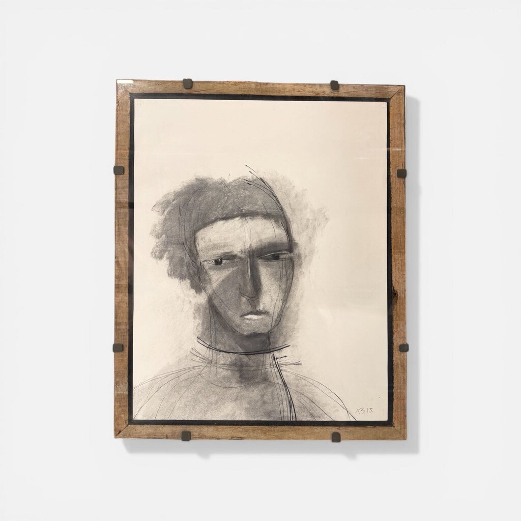 Vintage Xavier Brockman 1960's Portrait Drawing of a Man