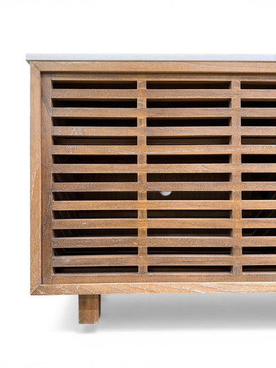 Slatted TV Sideboard w/Marble Top