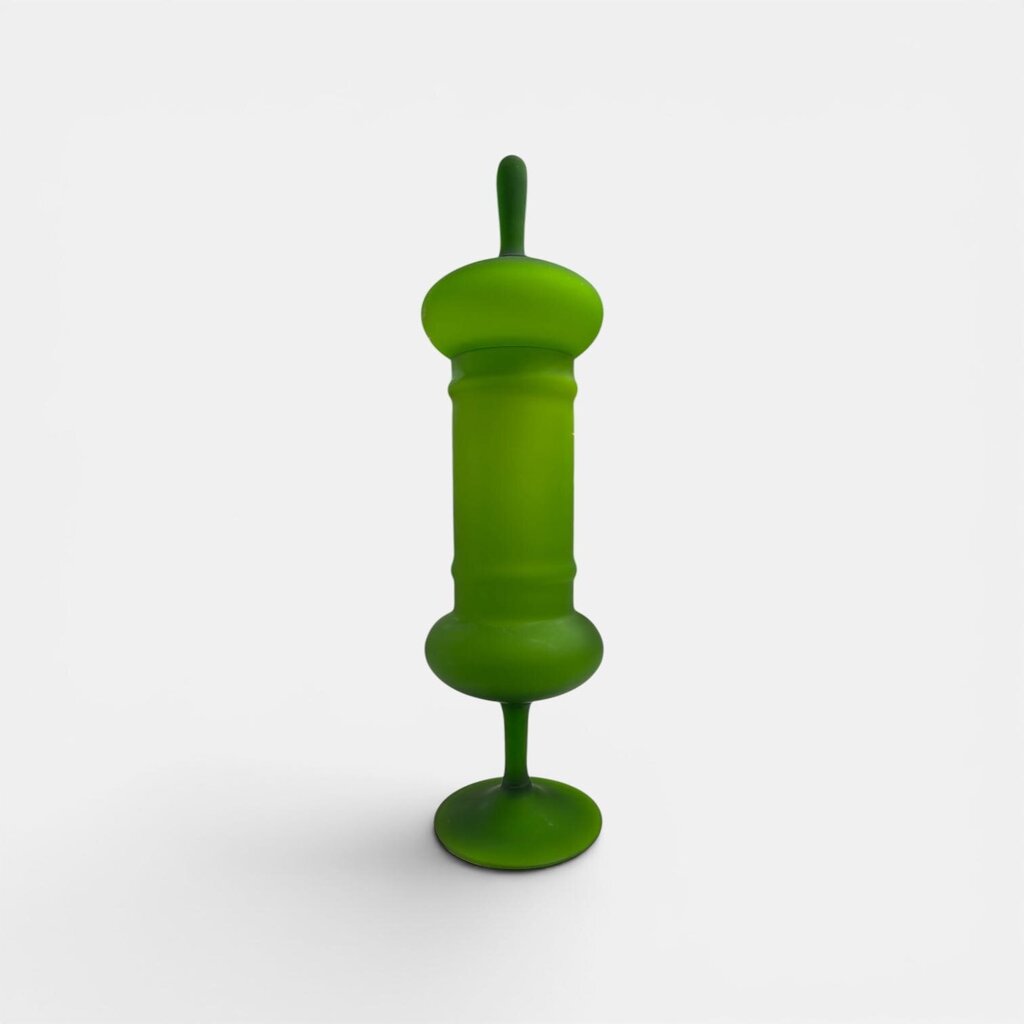 Carlo Moretti Mid Century Frosted Glass Apothecary Jar GREEN