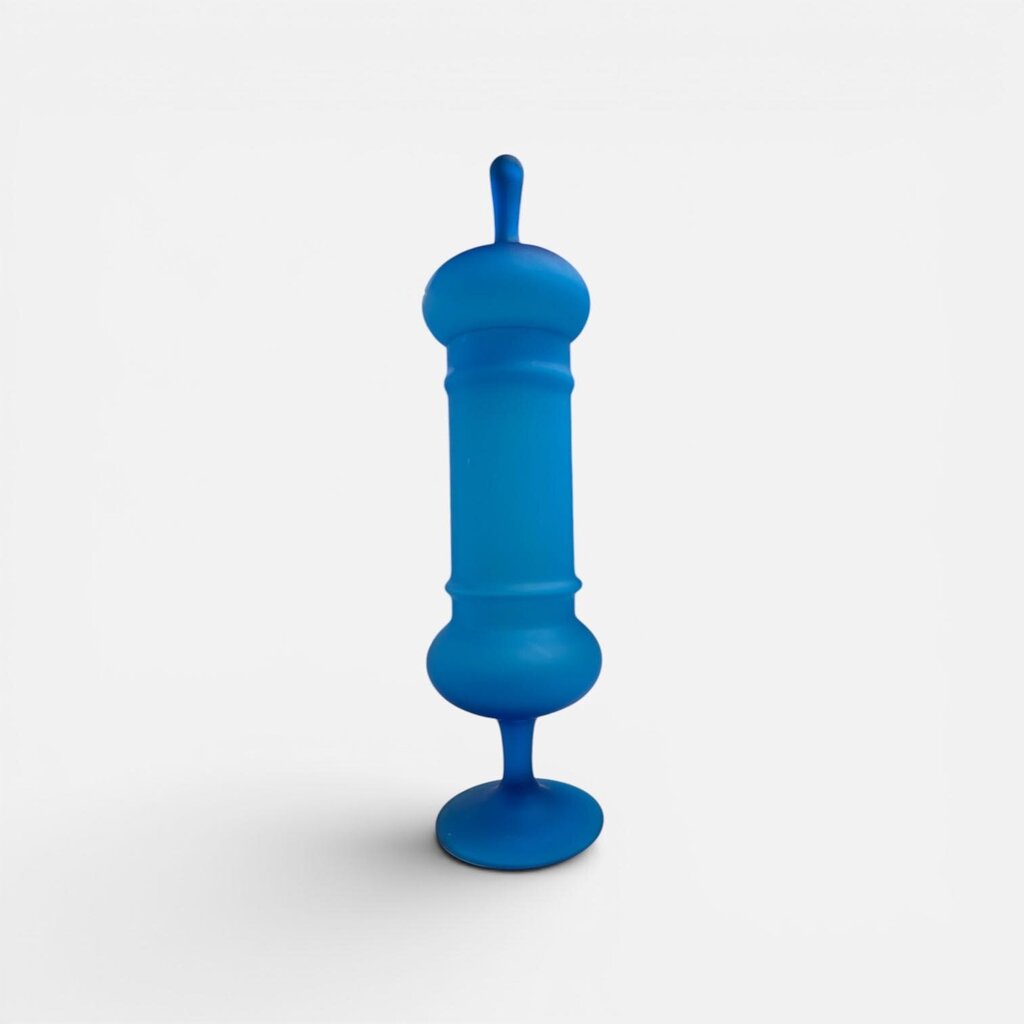 Carlo Moretti Mid Century Frosted Glass Apothecary Jar Blue