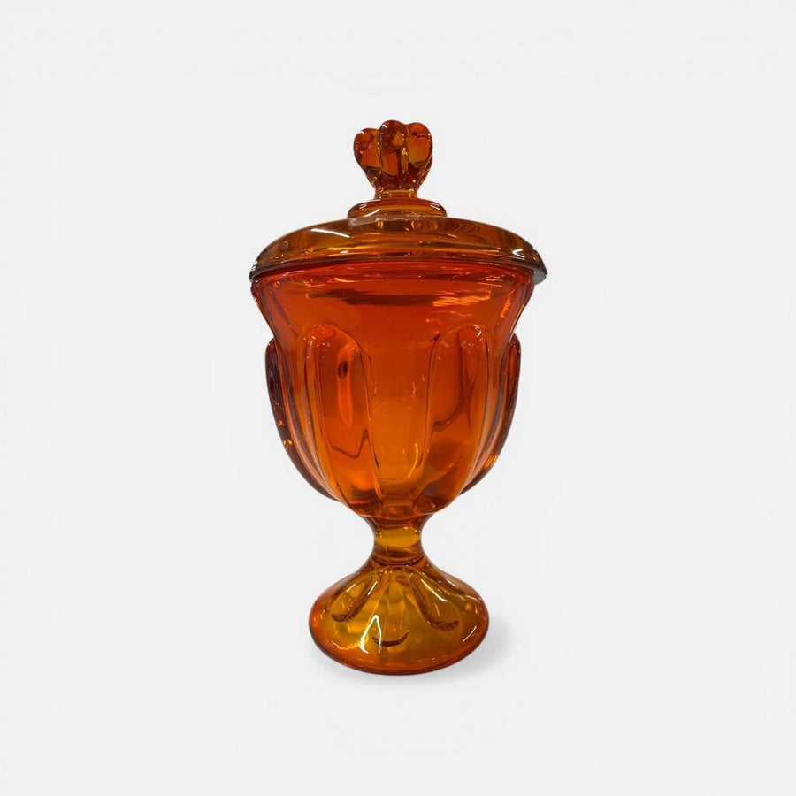 Viking Mid Century Orange Glass Compote