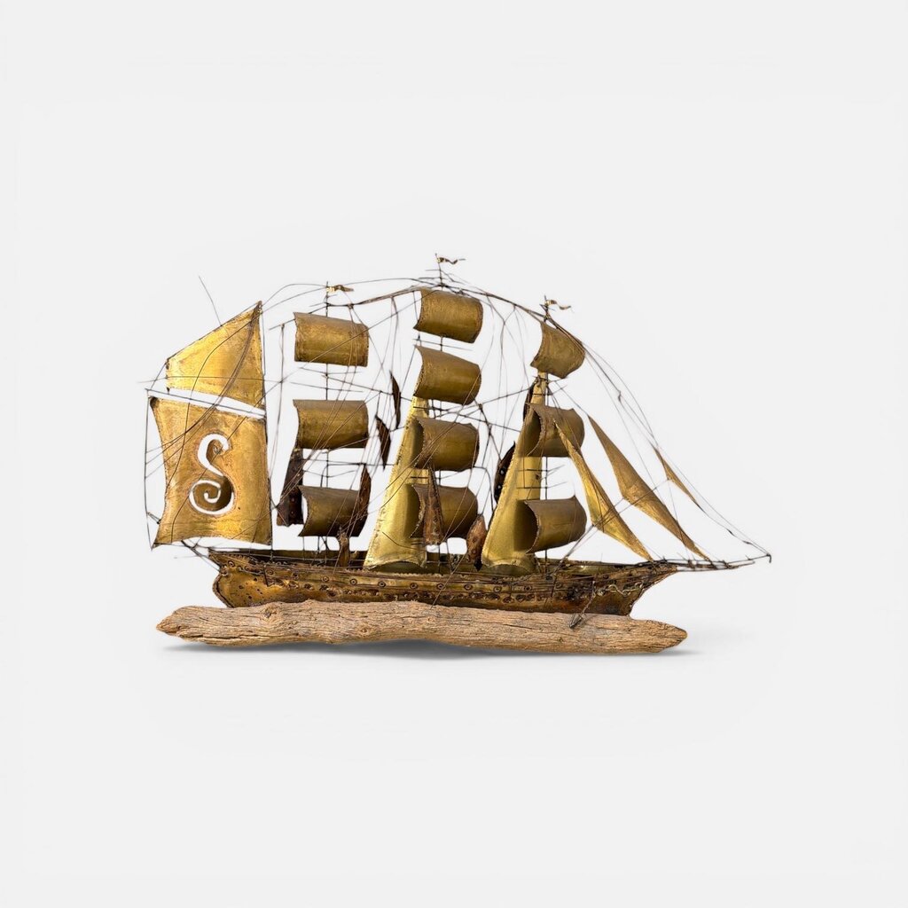 Mid Century Brutalist Ship Wall Sculpture