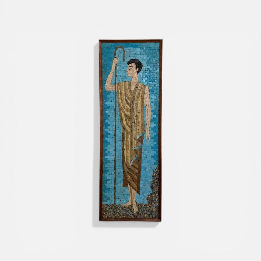 Mid Century Tile Mosaic Greek Etruscan Man
