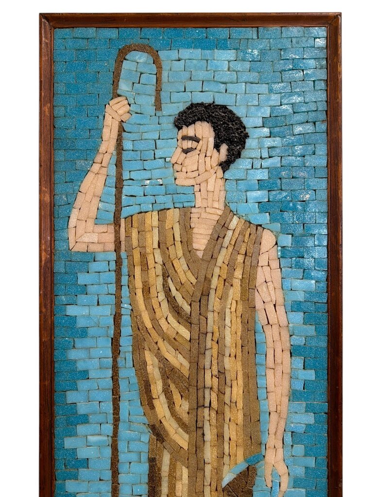 Mid Century Tile Mosaic Greek Etruscan Man