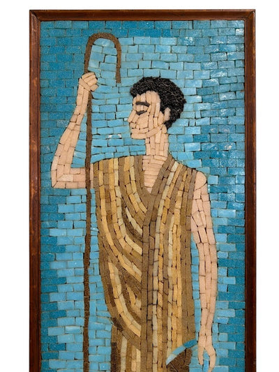 Mid Century Tile Mosaic Greek Etruscan Man