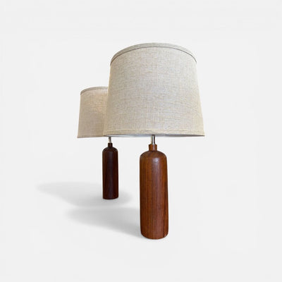 PAIR Danish Modern Solid Teak Table Lamps (Set of 2)