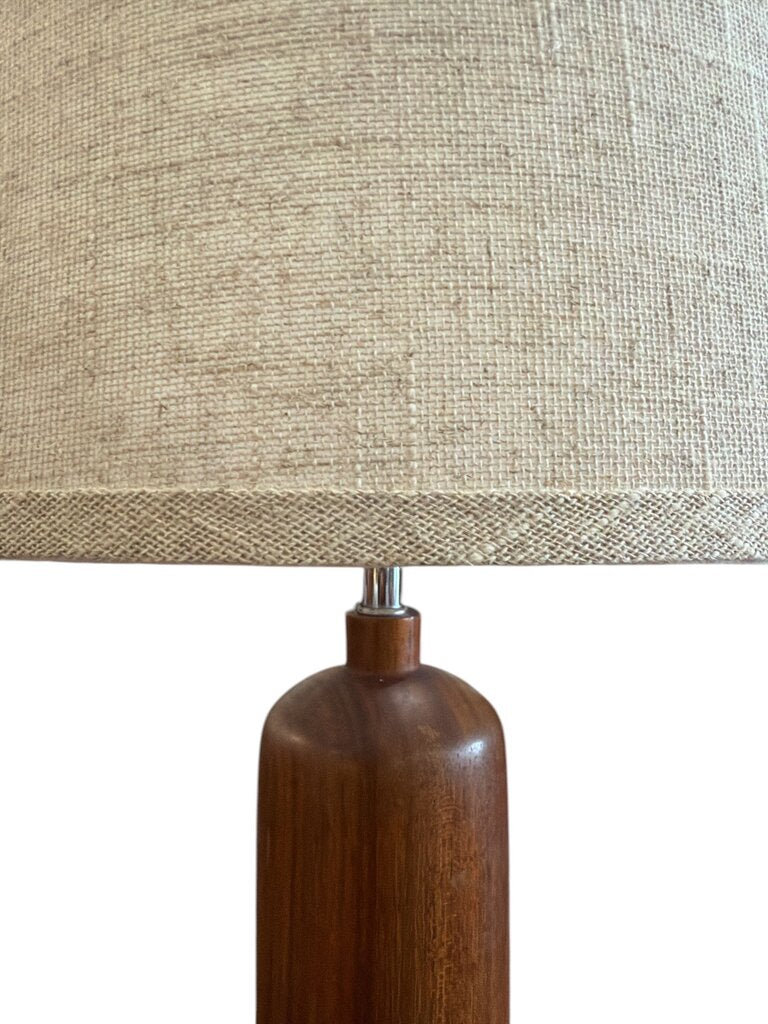 PAIR Danish Modern Solid Teak Table Lamps (Set of 2)