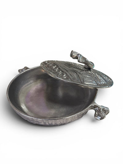 DRUMM Polished Aluminum Brutalist Covered Container