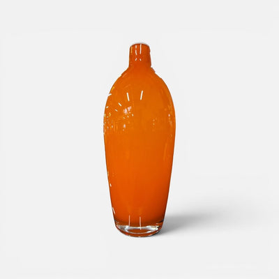 MCM Hand Blown Empoli Style Orange Vase with White Rim