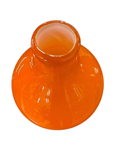 Vintage Italian Hand-Blown Studio Art Glass Bud Vase in Orange with White Interior