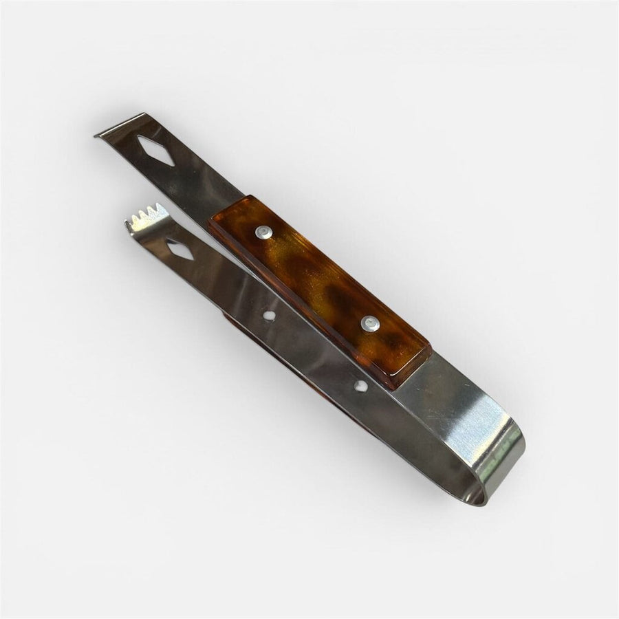 Wonderful Amber and Stainless Mid century Ice Tong