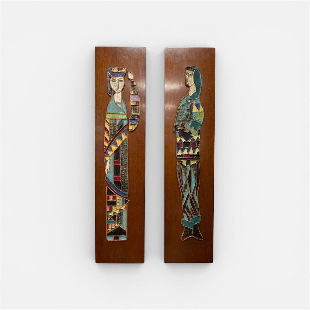 PAIR Harris Strong Mid Century Monumental Art Tile Wall Sculptures (Set of 2)