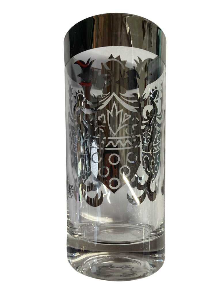 Mid Century Modern Highball and Coaster Set with Chrome Carrier