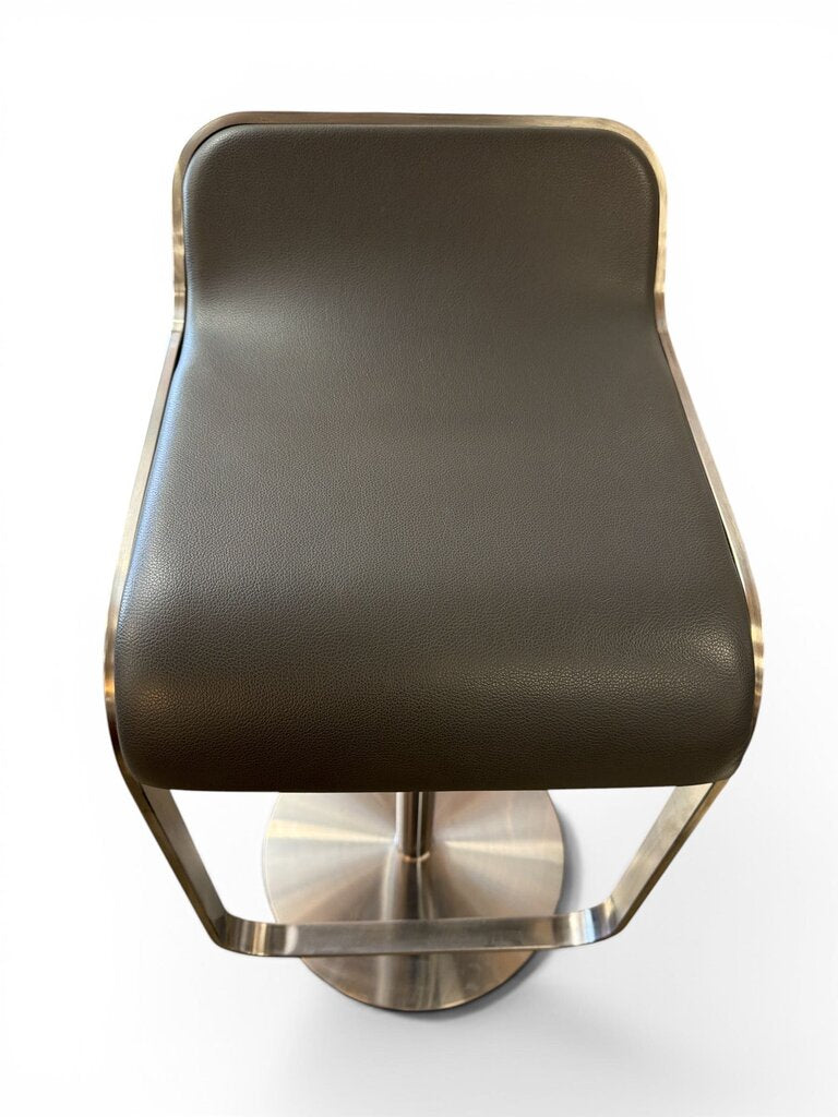 FOUR Italian Piston Stools in Stainless and Grey (Set of 4)