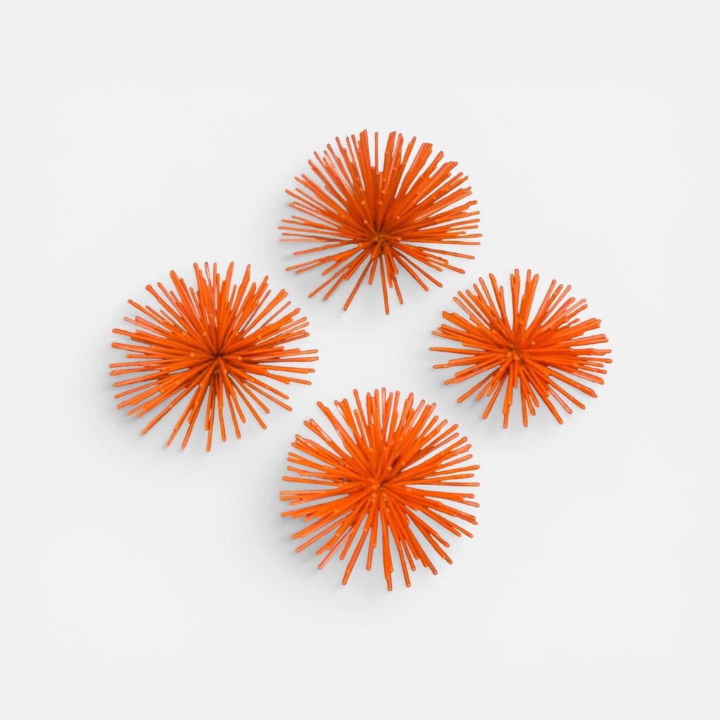 Mid Century Modern Orange Sea Urchins (Set of 4)