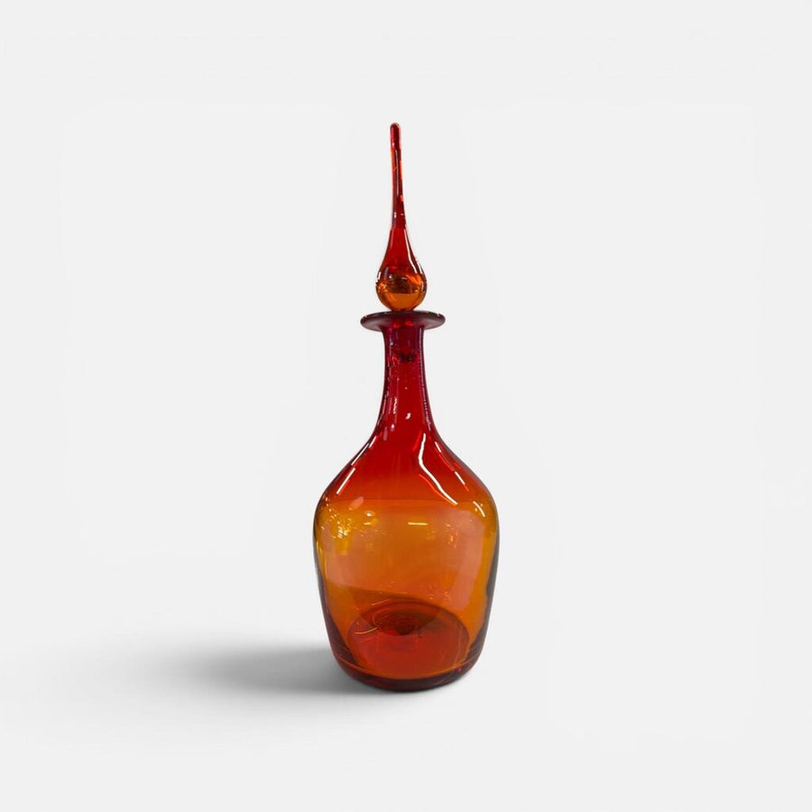 Vintage Blenko Amberina Decanter with Original Flame Tip Stopper