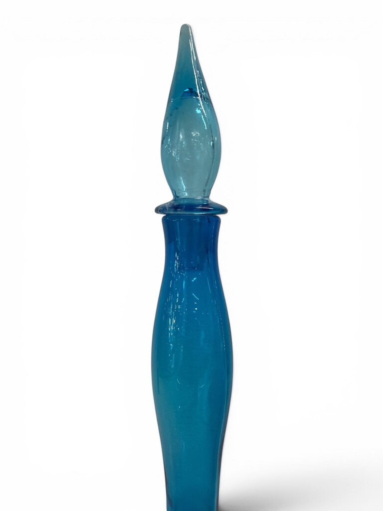 Vintage Blenko Circa 1958 Blue Glass Decanter by Wayne Husted - Stopper Not Original